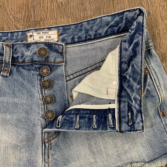 Free People Button Fly Denim Shorts - Picture 4 of 5